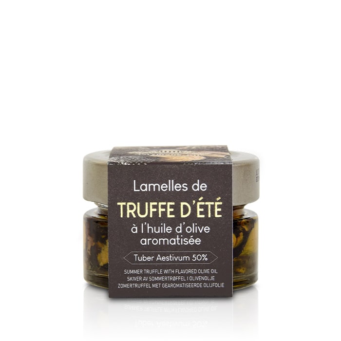Lamelles de truffe d'été  à l'huile d'olive aromatisée Bocal en Verre 