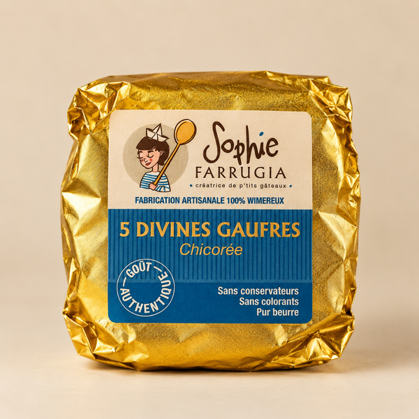 aquet de 5 gaufres artisanales à la chicorée Sophie Farrugia.