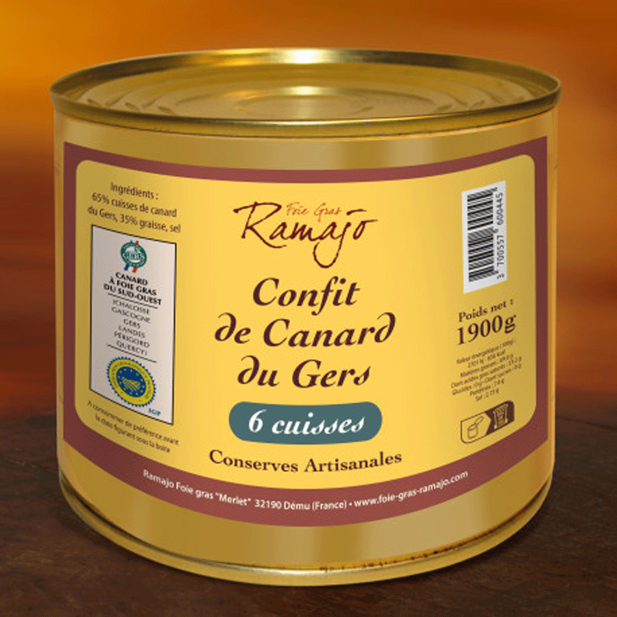 Confit de Canard IGP Gers | 6 cuisses | 1900g