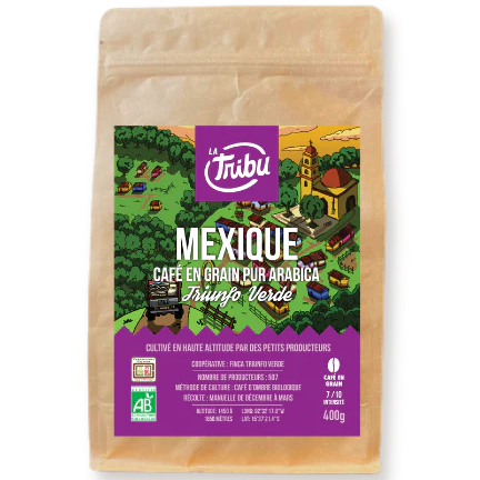 Café pur Arabica Équitable et Bio - Mexique Triunfo Verde La Tribu - 400 g