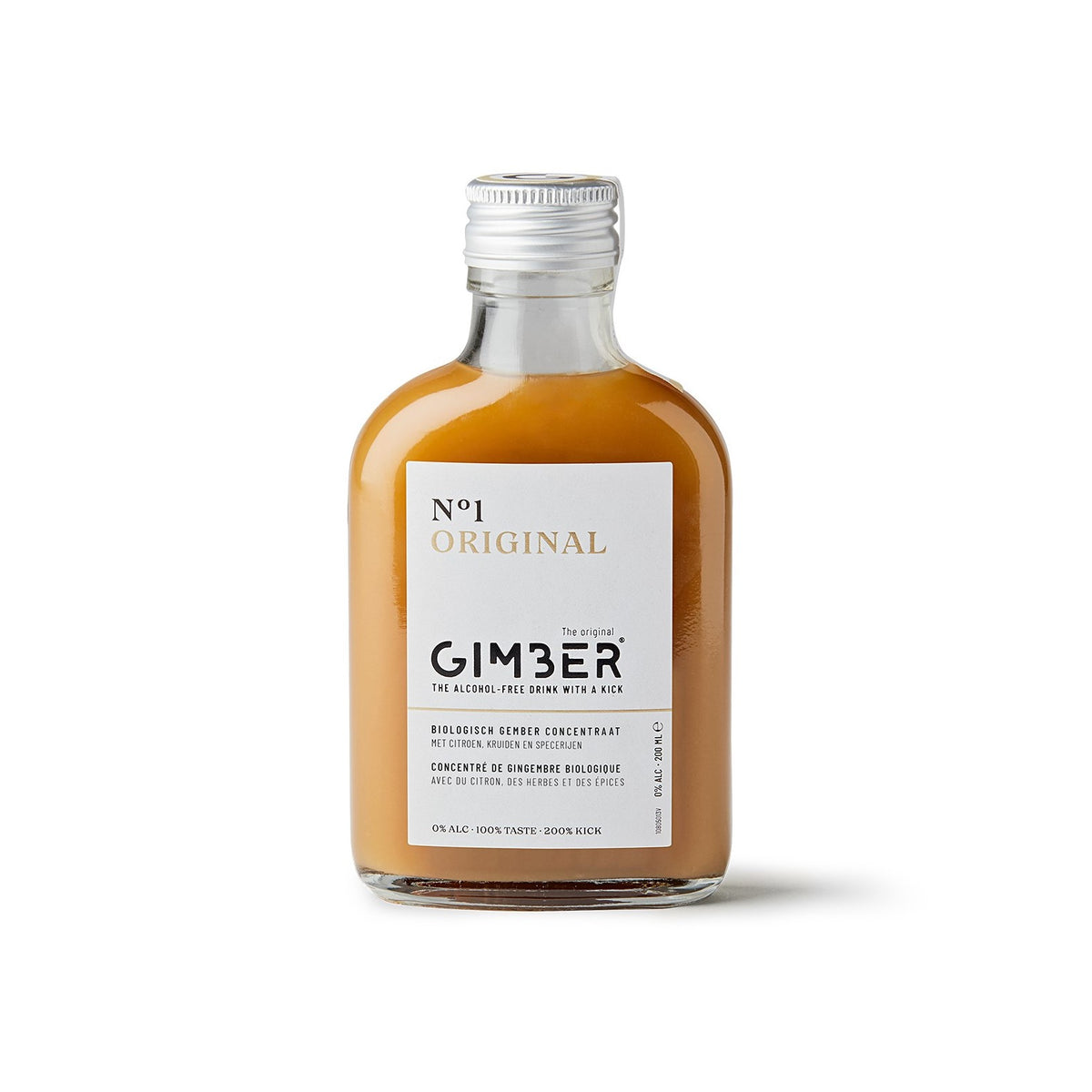 Gimber Numéro 1 Original, 200 ml. Collection Producteur GIMBER, concentré de gingembre bio, peut être dégusté dans des cocktails et des mocktails sans alcool. Peut servir aussi d'aide culinaire ou d'aide pâtissière.