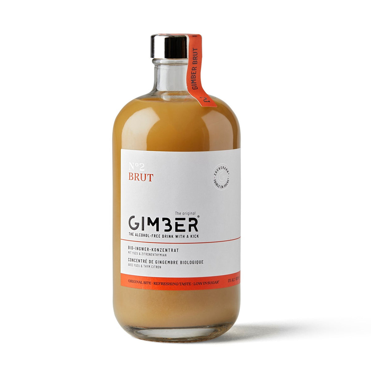Gimber N°2 Brut - Concentré de gingembre Bio - 500 ml. Collection Producteur GIMBER, concentré de gingembre bio, peut être dégusté dans des cocktails et des mocktails sans alcool. Peut servir aussi d'aide culinaire ou d'aide pâtissière.