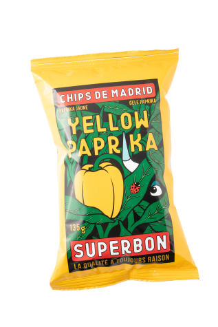 Les chips de Madrid de SUPERBON au paprika jaune, à base de poivrons jaunes de Florina. 