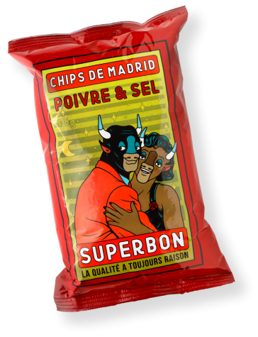 Chips de Madrid SUPERBON - Poivre et sel - 145 g, croustillantes, délicieusement savoureuses avec un goût authentique de pomme de terre, légèrement salées, sans aucun conservateur ni colorant ajouté. 