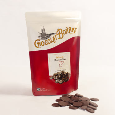 Sachet de Palets de Chocolat noir 75% de cacao - 1 kg - Chocolatier Bonnat