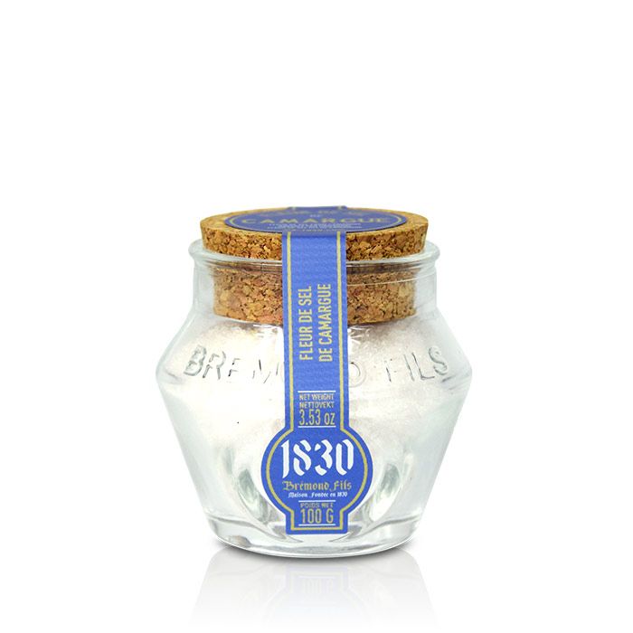 Fleur de sel de Camargue, 100 g, Maison Bremond 1830, sans colorant, sans exhausteur de goût, sans conservateur.