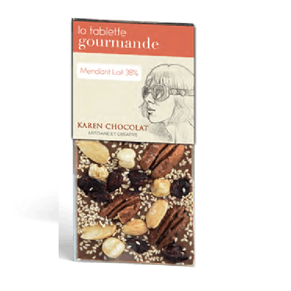 La Tablette Gourmande Mendiant au Lait 38% - Karen Chocolat