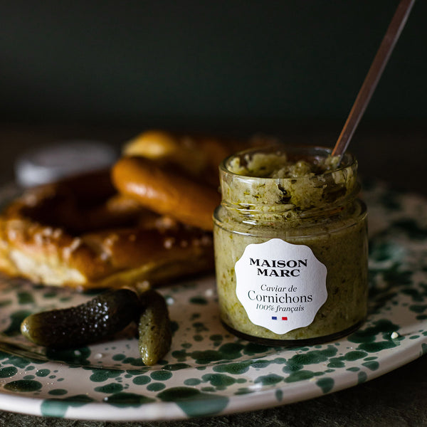 Caviar de Cornichons de la Maison Marc, sans colorant, sans conservateur et sans arôme artificiel.