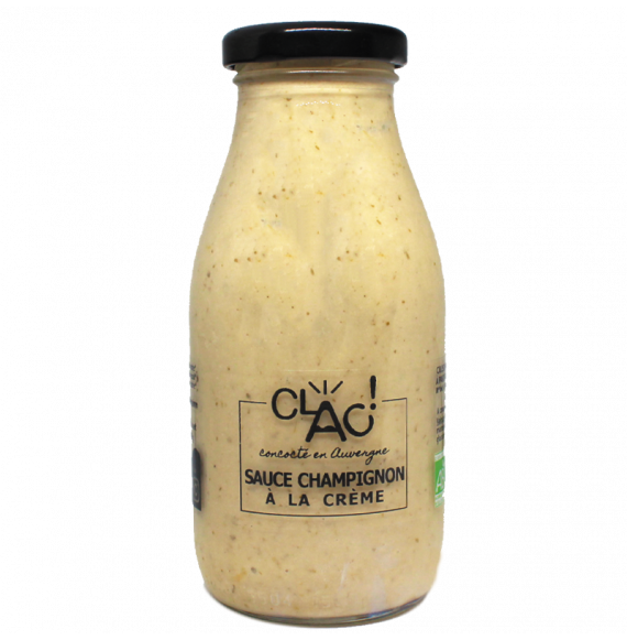 Sauce Champignon à la Crème Bio - 250 g - CLAC, réalisée en circuit-court, avec des ingrédients biologiques frais et de saison, et sont artisanalement préparées en Auvergne. #BIO #LOCAL #ARTISANAL