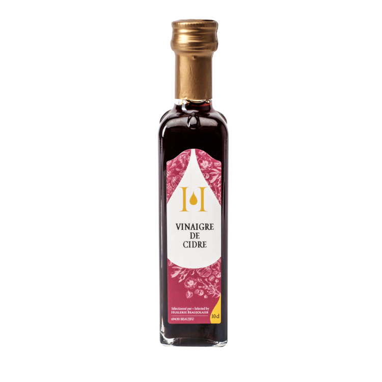 Ce vinaigre de cidre est produit par l'Huilerie Beaujolaise selon une méthode traditionnelle. Bouteille de 10 cl.